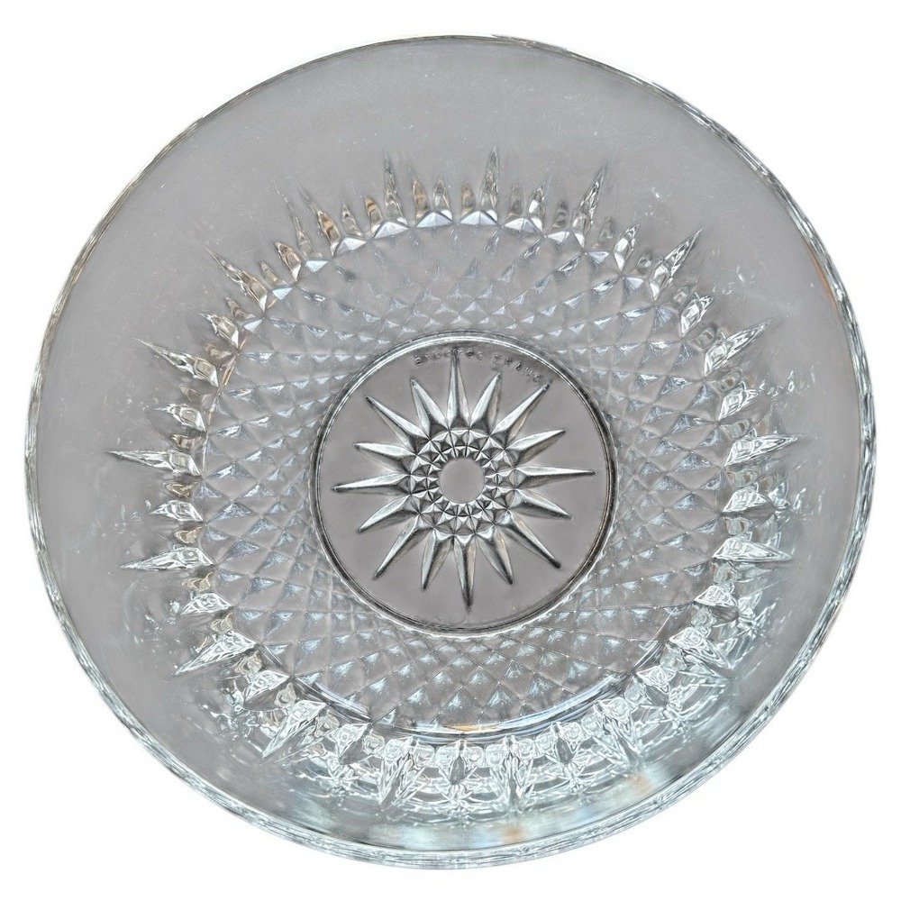 Vintage Arcoroc French Diamant Starburst Crystal Glass Serving‎ Bowl Salad 8 in